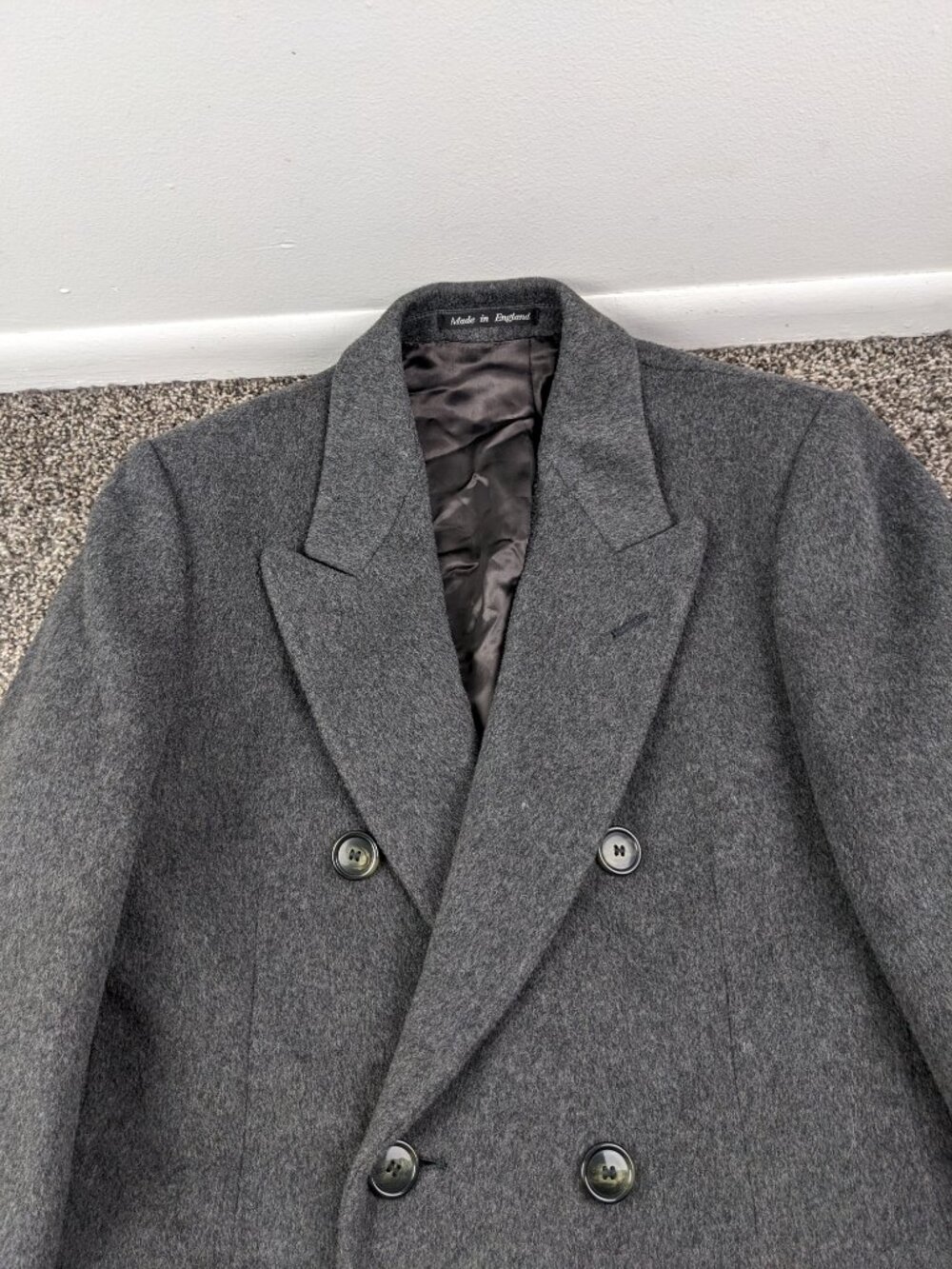 Hammersley Savile Row Overcoat Topcoat Wool Cashmere Double Breasted 38R England - Picture 2 of 12